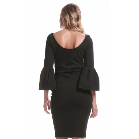 Soon Maternity Myra Black Ruffle Sleeve Maternity Dress - Picture 4 of 9